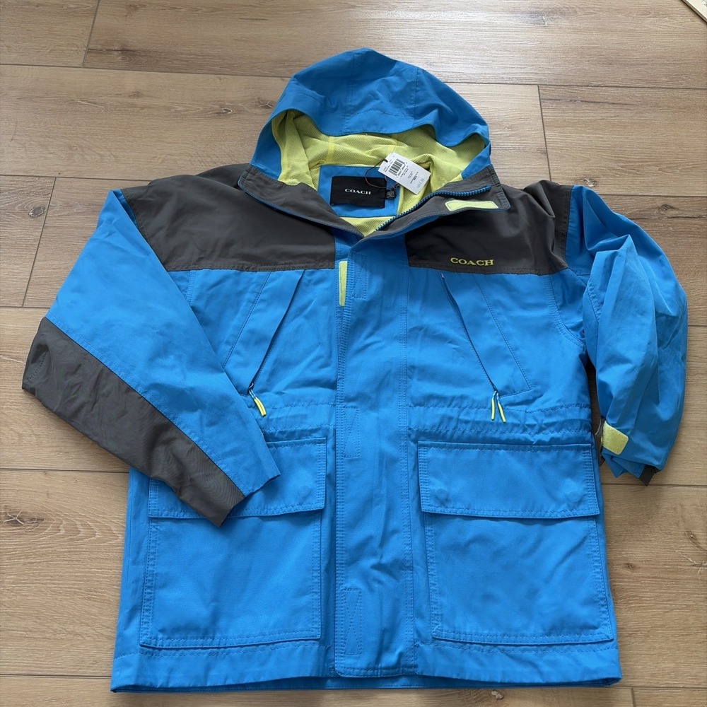 Coach Color Block Functional Men's Size Small Jacket Blue Lightweight Coat $650